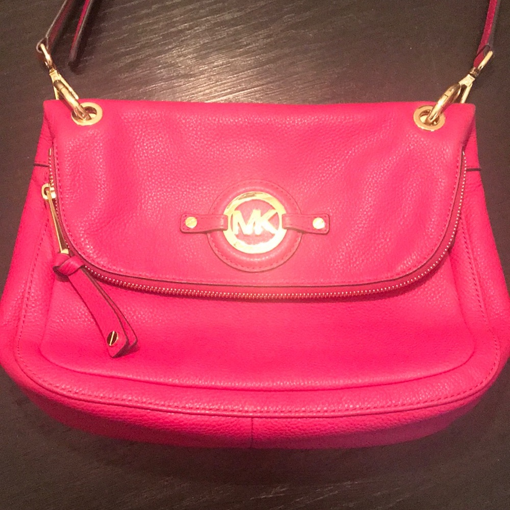 Michael Kors pink cross body leather bag